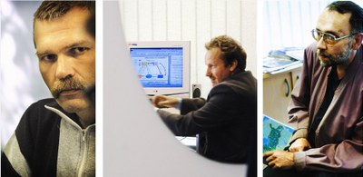 Tre ester på kontor