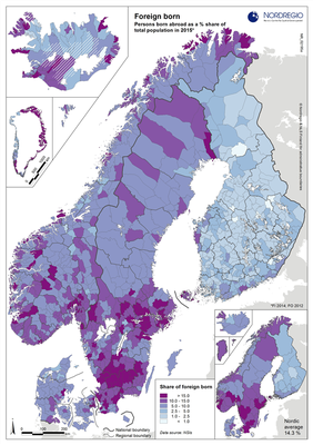 Karta utlandsfödda i Norden Karta utlandsfödda i Norden