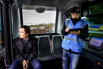 Självkörande buss invändigt