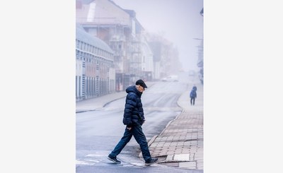 Man i dimman i Luleå